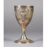 A GEORGE III SILVER CUP, London 1806, possibly William Bateman embossed with fruiting vines, 'C'