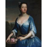 ATTRIBUTED TO SIMON VERELST (1644-1721) Portrait of a lady, three-quarter length, wearing a blue