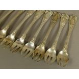 A SET OF TWELVE .800 SILVER CAKE FORKS with Veloute terminal, by Hessenburg, approximately 12oz