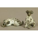 TWO COLD PAINTED BRONZE MODELS OF TERRIERS, one seated, one recumbent, 5cm high (2)