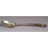 A GEORGE III SILVER OLD ENGLISH PATTERN GRAVY SPOON, engraved with a crest, London 1802 by Charles
