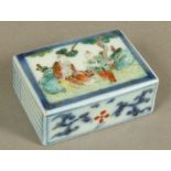 AN 18TH CENTURY CHINESE SCROLL WEIGHT of rectangular form the top decorated with a scholar and