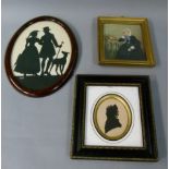 Three silhouette pictures, one oval miniature of Ann Dowell, together with a silhouette of a