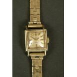 Omega lady's manual wristwatch c.1964 in square 9ct gold case No 5115 28, manual 17 jewelled lever