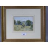 Alistair Makinson - Hay Making at Balderstone, watercolour, signed to lower left, 12cm x 16cm