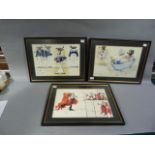 Ronald Searle, a set of three framed prints: Judge, The Monarch of the Sea and Dick Deadeye and Dick