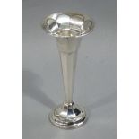 A silver specimen vase of panelled trumpet shape on a domed weighted base, Sheffield 1915, 13.5cm