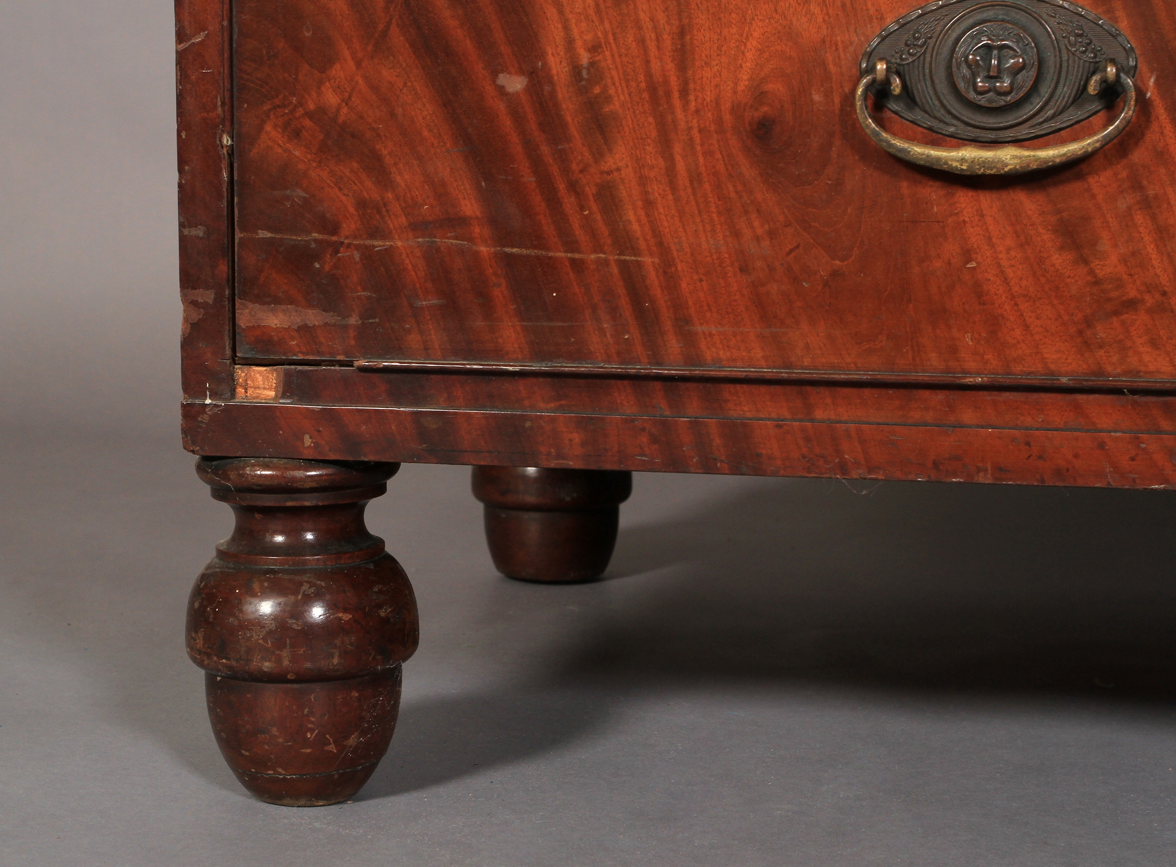 A George IV mahogany clothes press with flared moulded cornice over pair of figure doors enclosing - Image 4 of 4