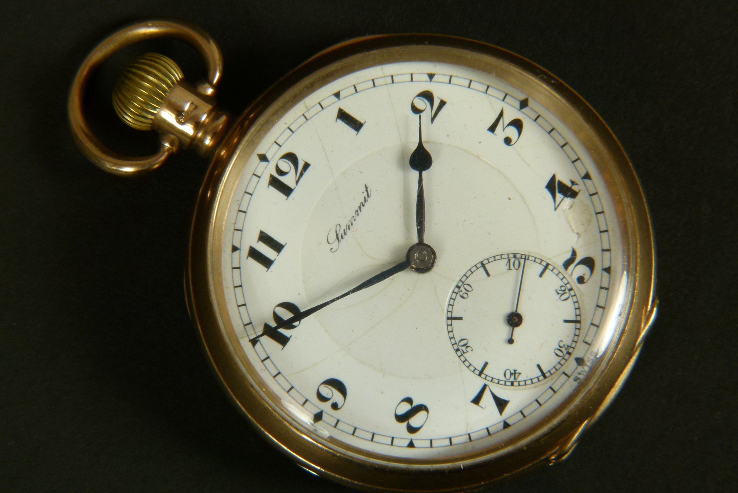 A George V open faced pocket watch by Summit in 9ct gold, case No 255 707, keyless 17 jewelled lever - Image 3 of 4