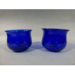 A pair of early Victorian glass finger bowls in cobalt blue c.1850