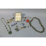 A small quantity of costume jewellery including, cufflinks, silver horseshoe tie pin, steel buckles,