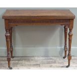 A Victorian pollard oak card table, the figured top with moulded lip above fluted frieze, on