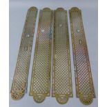 Four fret cut brass door plates