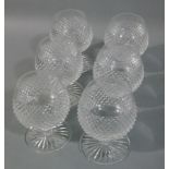 A set of six heavily diamond cut brandy balloons (one chip seen)
