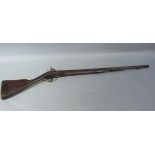 An antique percussion cap rifle with engraved brass trigger guard (faults)