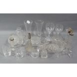 A quantity of cut and other glassware including, three silver topped examples (a/f)
