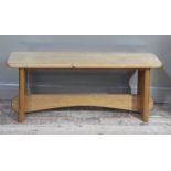 A Philip Baslow oak bench, 112cm wide