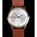 A Garrard gentleman's 9ct gold wristwatch c.1965, automatic, 21 jewel lever movement, silvered