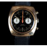 An Edox gentleman's rolled gold chronograph wristwatch, c.1970, manual 17 jewel lever movement,