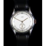 A gentleman's dress wristwatch c.1950 in chromed case with stainless steel back, manual 15 jewel