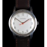 A Garrard gentleman's stainless steel wristwatch c.1955, manual jewel lever movement, silvered dial,