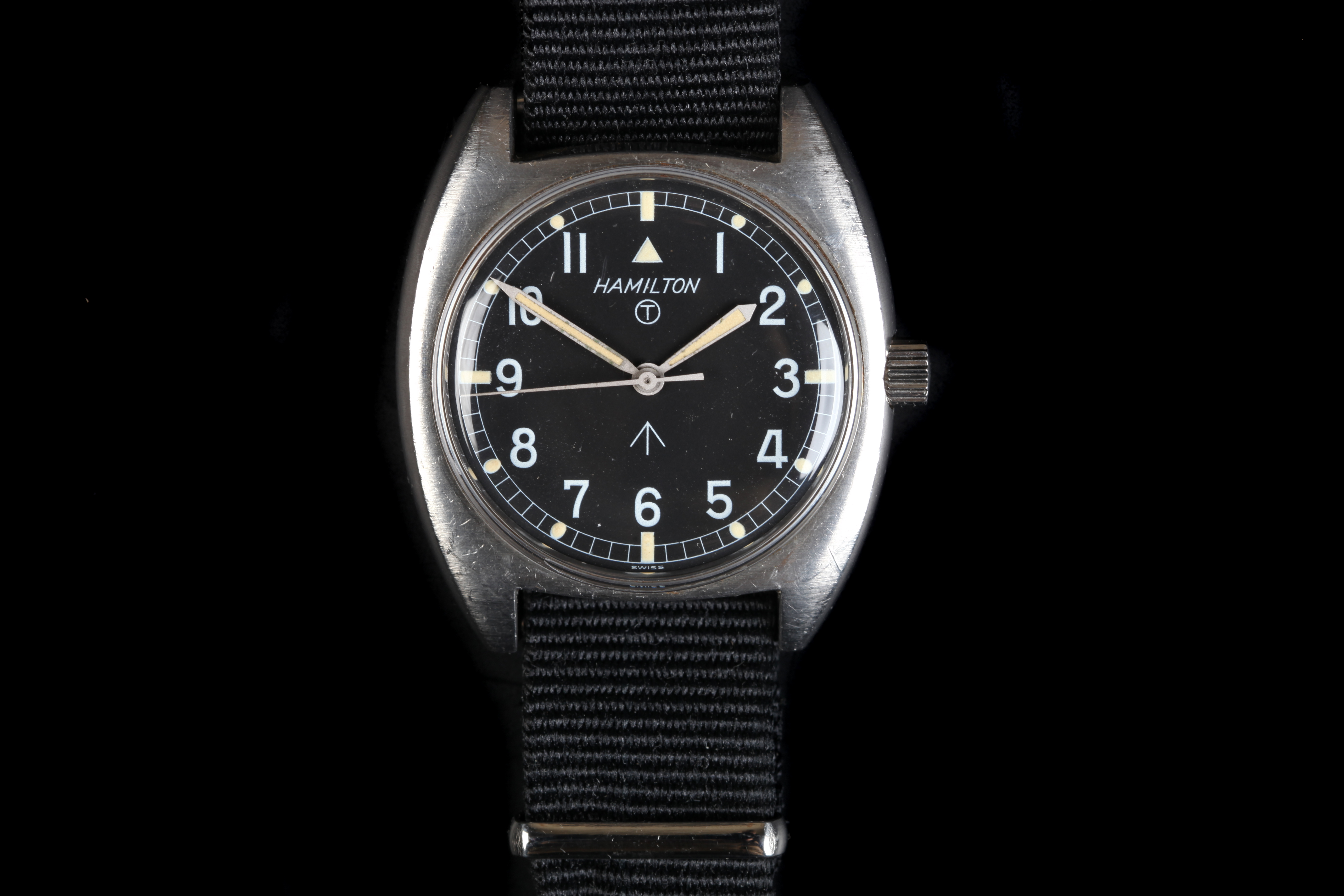 A Hamilton gentleman's military issue stainless steel wristwatch, c.1973, manual jewel lever