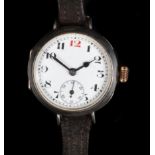 A WWI gentleman's silver cased wristwatch, London import mark for 1914, jewel lever Swiss