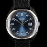 A Lanco gentleman's stainless steel wristwatch c.1975 Swiss manual jewelled lever movement, blue