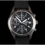 A Pulsar gentleman's military issue chronograph stainless steel wristwatch, c.2007, quartz movement,
