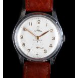 A Cyma gentleman's stainless steel Cymaflex wristwatch c.1950, manual jewel lever movement, white