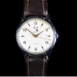 An Avia gentleman's Deluxe stainless steel wristwatch, c.1955, manual 17 jewel lever movement, white