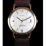 A Buren Super-Slender 9ct gold gentleman's wristwatch c.1965, automatic, cream dial, gilt batons and