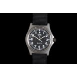 A CWC gentleman's military issue matt steel wristwatch, c.1989, quartz movement, black dial,