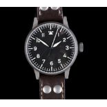 A Laco gentleman's Munster 127-560 matt steel wristwatch, manual jewel lever movement, black type