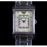 An Armani gentleman's stainless steel wristwatch c.2002 quartz movement, rectangular mother of pearl