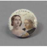A Queen Victoria 1837-1897 Jubilee lapel badge, by Whitehead & Hoag Co., made in USA, patent July 27