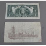 George V one pound Treasury note first issue Warren Fisher plus Canada George V Bank of Canada one