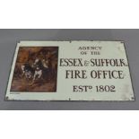 An enamel advertising sign for Essex & Suffolk Fire Office Est. 1802, 23cm x 41cm