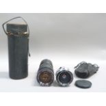 Zoom lens Hunter (Japan) 200mm No. 74289 in leather carry case and a Schneider-Kreuznach (German)