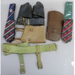 An Austin Reed tie wallet c.1950s, together with a selection of regimental ties, two sets of