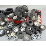 A quantity of spare model wheels and tyres of various sizes (box)