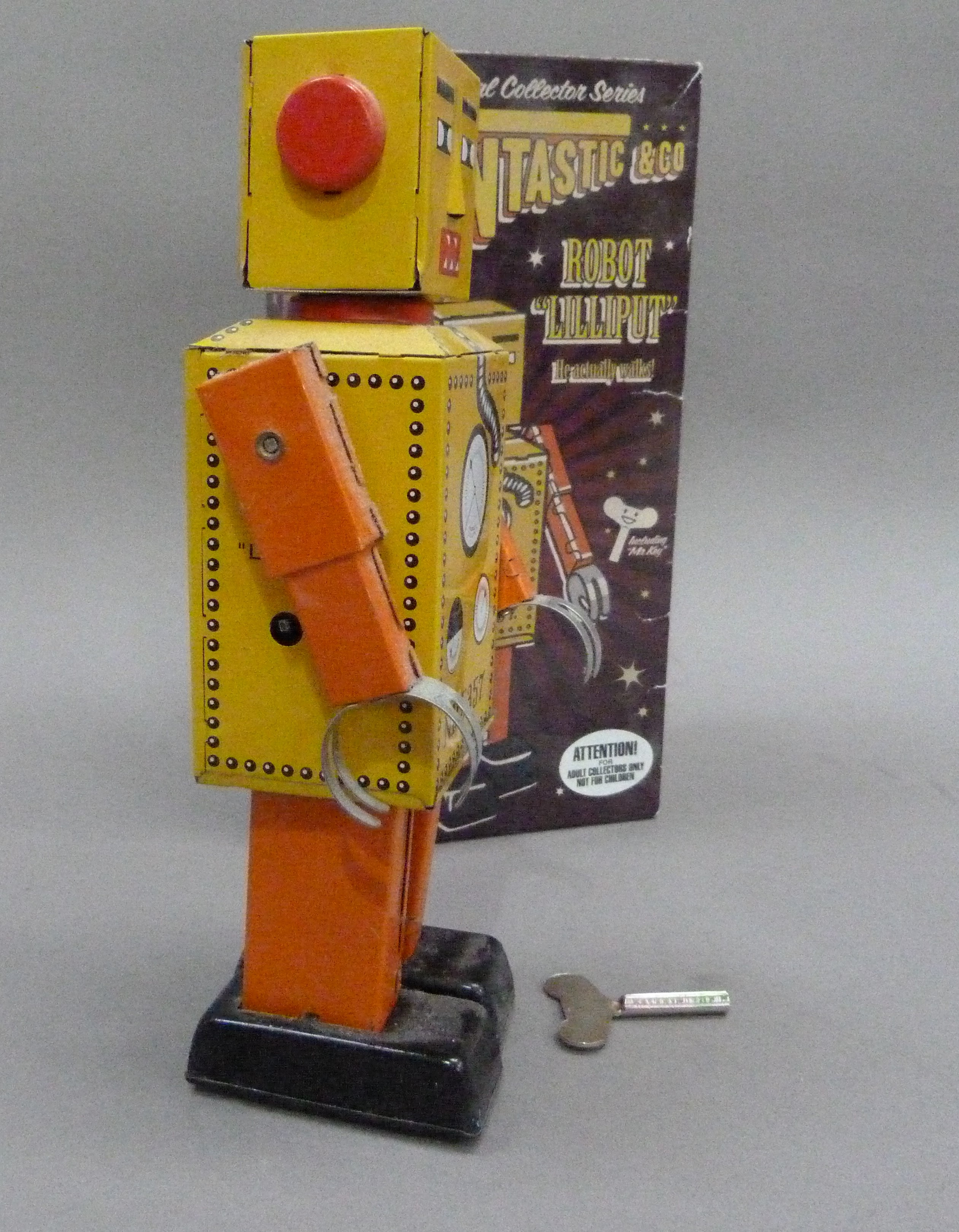 Robot Lilliput tin plate clockwork robot, yellow, 22cm, boxed - Image 2 of 4