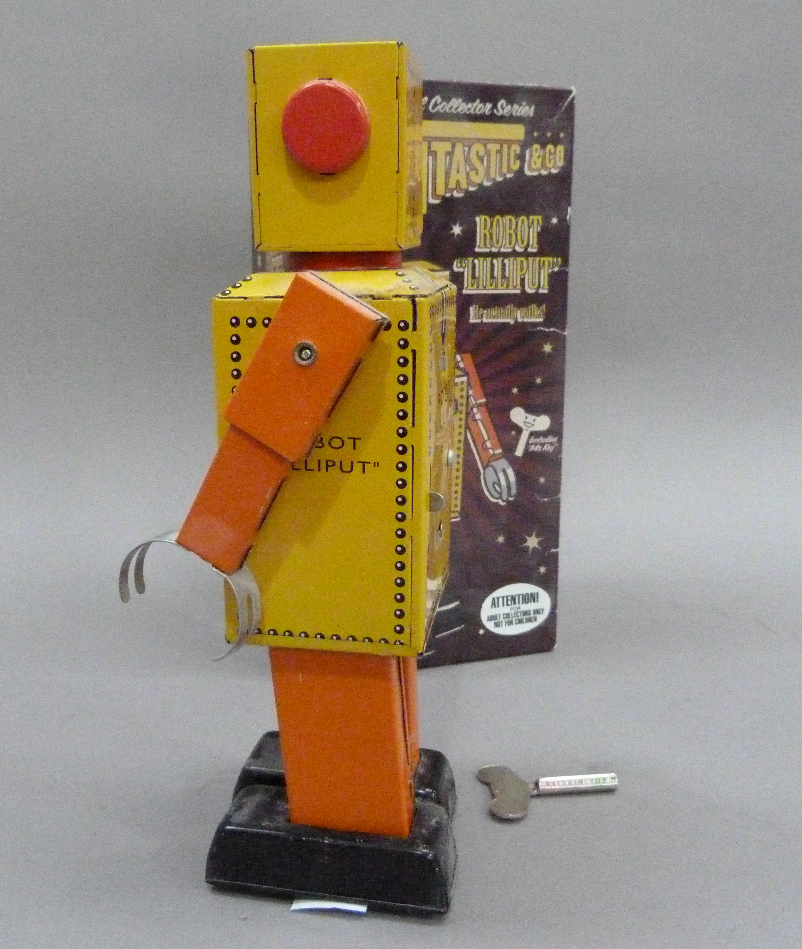 Robot Lilliput tin plate clockwork robot, yellow, 22cm, boxed - Image 4 of 4