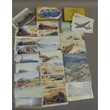 A quantity of vintage colour and monochrome postcards of planes, trains and ships to include BSAA,