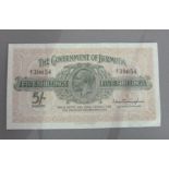 The Govt. of Bermuda George V five shilling note, signatory title Colonial Treasurer, no date (