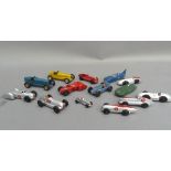 Fourteen Dinky Meccano diecast racing cars to include Maserati, ERA, Mercedes Benz, Campbell's