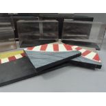 Minichamps, five perspex display cases, 23.5cm x 10cm x 15cm high (5), 3 boxed; 35.5cm x 16cm x 14.