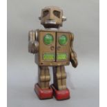 Horikawa (Japan) Mr Zerox tin plate robot with two doors to body, battery operated, with sparking