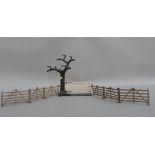 Britains model Home Farm Series Tree and Gate No 7F, in original box together with six section of