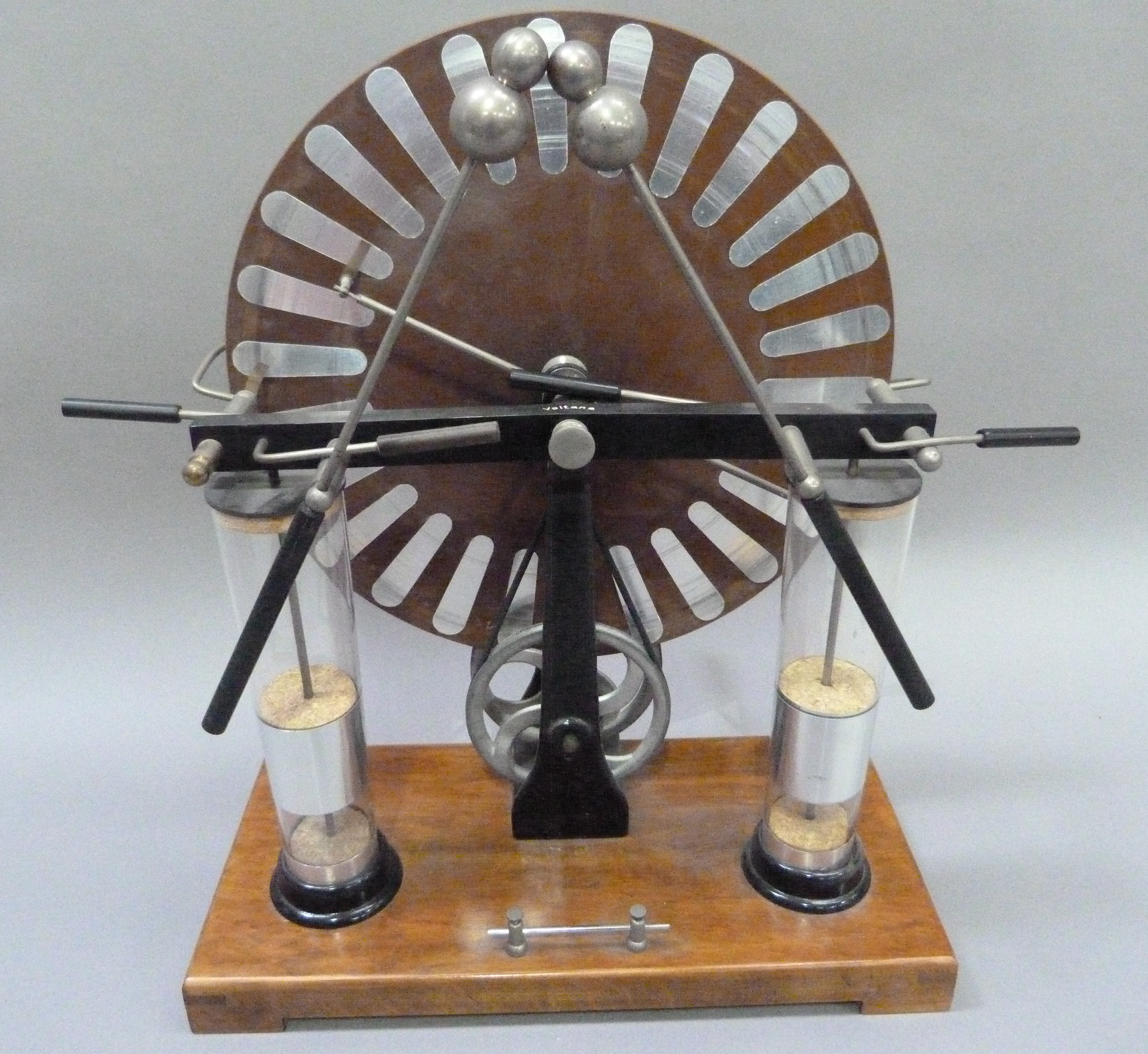 A Wimshurst Influence machine complete with two Lehden jars (static electricity generator) - Image 3 of 4
